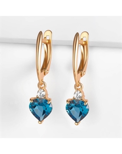 Золотые серьги подвесные с топазами и фианитами Efremof