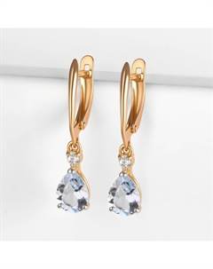 Золотые серьги подвесные с топазами и фианитами Efremof