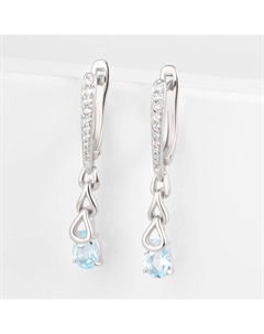 Серебряные серьги подвесные с топазами и фианитами Efremof
