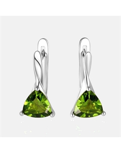 Серебряные серьги с хризолитами синтами Talant