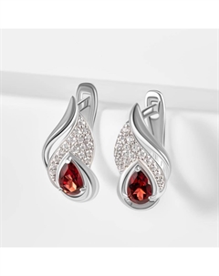 Серебряные серьги с фианитами и гранатами Efremof