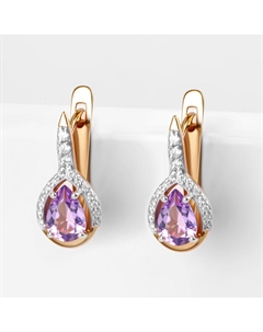 Серьги с аметистами и фианитами из красного золота Efremof