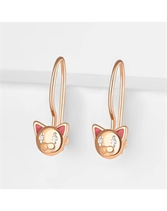 Серьги детские из красного золота с фианитами и эмалью Efremof