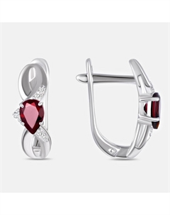 Серебряные серьги с гранатами и фианитами Efremof