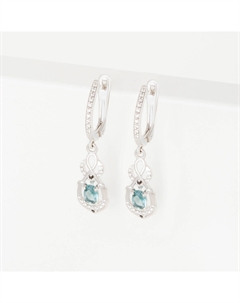 Серебряные серьги подвесные с кристаллами и фианитами Efremof