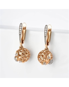 Золотые серьги подвесные с фианитами Efremof