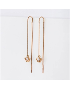 Серьги протяжки из красного золота с фианитами Talant