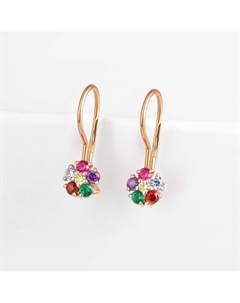 Серьги детские с фианитами из красного золота Efremof