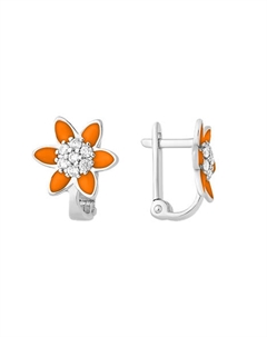 Серебряные серьги детские с фианитами и эмалью Efremof