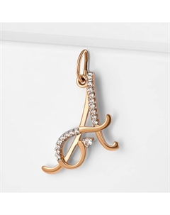 Золотая подвеска Буква А с фианитами Efremof
