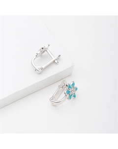 Серебряные серьги детские с фианитами и эмалью Efremof