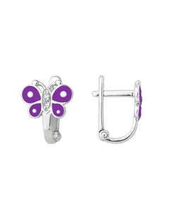 Серебряные серьги детские с фианитами и эмалью Efremof