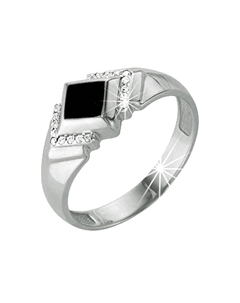 Серебряная печатка с эмалью и фианитами Efremof