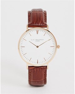 Часы со светло коричневым кожаным ремешком Elie beaumont