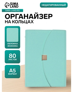 Ежедневник-органайзер, a5, 80 листов, обложка из искусственной кожи, бирюзовый Nobrand