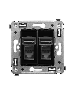 Розетка компьютерная 4402374 RJ-45 в стену, кат.6А двойная, "Черный квадрат", "Avanti" Dkc