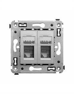 Розетка компьютерная 4404374 RJ-45 в стену, кат.6А двойная, "Закаленная сталь", "Avanti" Dkc