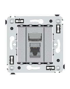 Розетка компьютерная 4404363 RJ-45 в стену, кат.5e одинарная экранированная, "Закаленная сталь", "Avanti" Dkc