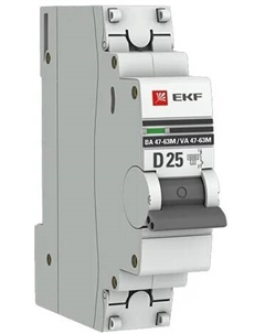 Автоматический выключатель mcb4763m-6-1-25D-pro 1P 25А (D) 6кА ВА 47-63M без теплового расцепителя PROxima Ekf