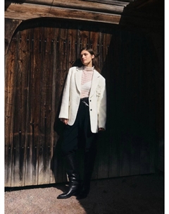 Буклированный шерстяной жакет с брошью Zarina