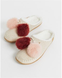 Розовые тапочки с помпонами Toms