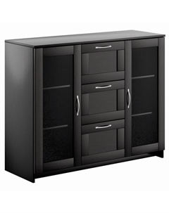 Тумба СИРИУС 2 двери со стеклом и 3 ящика 1171x946x412мм венге ЛДСП Гуд лакк