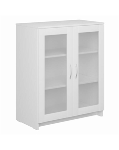 Тумба СИРИУС 2 двери со стеклом 782x946x412мм белая ЛДСП Гуд лакк