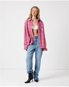 Рубашка в клетку с эффектом варки розового цвета 2mood