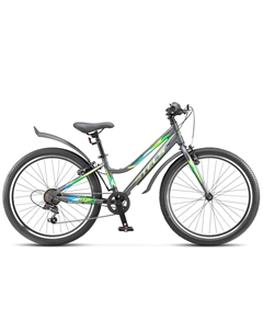 Подростковый велосипед Cristy 420 V 24, год 2026, цвет Серый-Зеленый, ростовка 12 Stels
