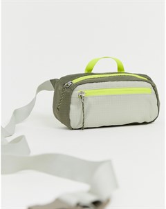 Зеленая сумка кошелек на пояс в стиле колор блок Weekday