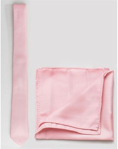 Бледно розовый галстук и платок для нагрудного кармана Asos design
