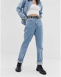Синие выбеленные джинсы в винтажном стиле Ragged jeans