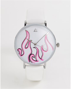 Белые часы с отделкой в виде пламени Asos design