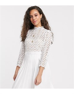 Белое кружевное платье мини с рукавами 3 4 Little mistress petite