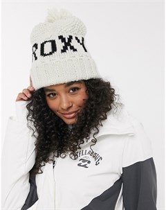 Белая шапка бини с помпоном Roxy