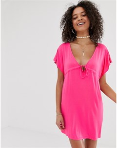 Розовое пляжное платье с глубоким вырезом Pia rossini