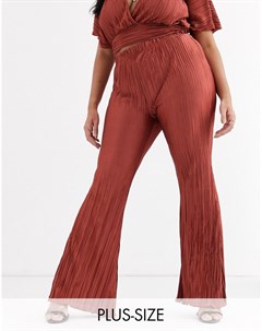 Широкие плиссированные брюки рыжего цвета Koco & k plus
