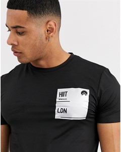 Черная футболка со светоотражающим принтом Hiit
