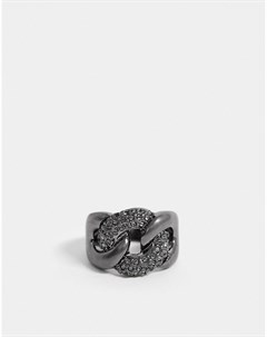 Темно серое кольцо с камнями Asos design