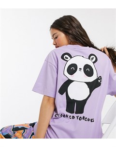 Oversize футболка с принтом в стиле панды Crooked tongues