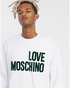Зеленый свитшот с круглым вырезом и логотипом Love moschino