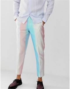 Белые строгие укороченные брюки узкого кроя с переливающейся отделкой Asos edition