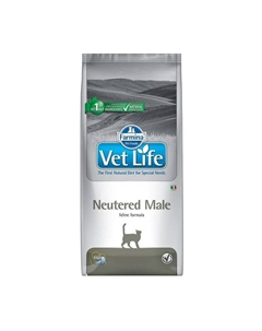 Vet Life Cat Neutered Male ветеринарный диетический сухой корм для взрослых кастрированных котов Farmina