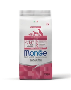 Dog Speciality Line Monoprotein полнорационный сухой корм для собак, с говядиной и рисом - 2,5 кг Monge