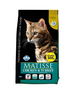 Matisse Chicken & Turkey сухой корм с курицей и индейкой для взрослых кошек всех пород - 1,5 кг Farmina