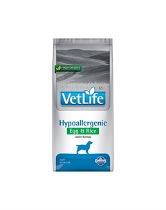 Корм для собак Vet Life Natural Diet при пищевых аллергиях с яйцом и рисом сух. 2кг Farmina