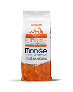 Корм для собак Dog Speciality для всех пород, утка, рис, картофель сух. 12кг Monge