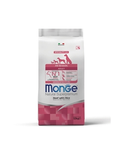 Корм для собак Monoprotein говядина с рисом сух. 2,5кг Monge