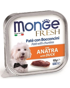 Fresh Влажный корм (консервы) для собак, нежный паштет из утки, 100 гр. Monge