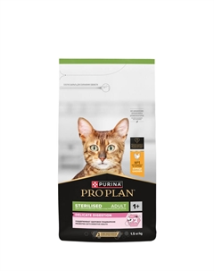 ProPlan Sterilised Delicate Digestion Сухой корм для взрослых стерилизованных кошек и кастрированных котов с чувствительным пищеварением, с курицей, 1,5 кг Pro plan®